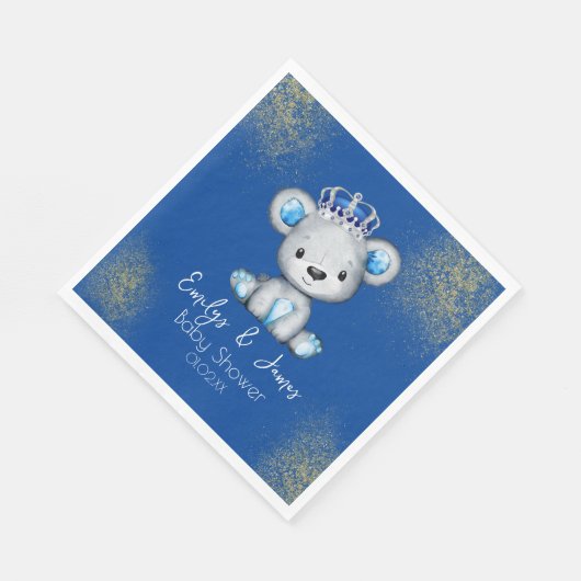 Beer Baby shower Prins Sparkly Blue Boys Servet (Hoek)