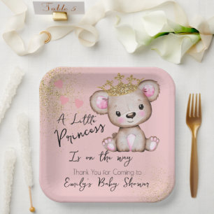 Beer Baby Shower Prinses Glitterende Roze Papieren Bordje