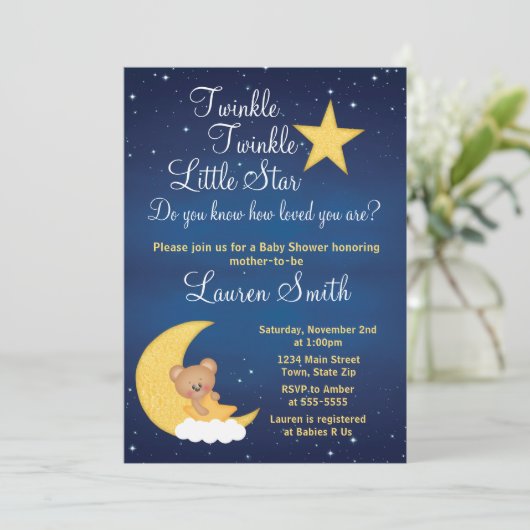 Beer Baby shower Uitnodiging Twinkle Little Star (Staand voorkant)