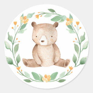 Beer Baby Woodland Baby shower Waterverf Ronde Sticker