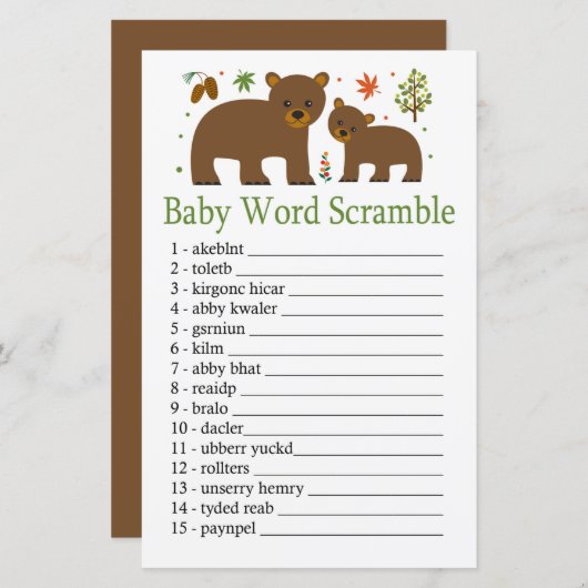 Beer Baby word scramble game (Voorkant / Achterkant)