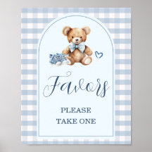Beer Babyschoenen Blauw Gingham Baby Shower Favore