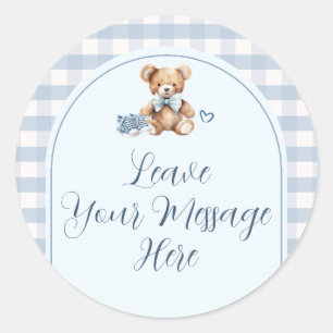 Beer Babyschoenen Gingham Baby Shower Uw Bericht Ronde Sticker