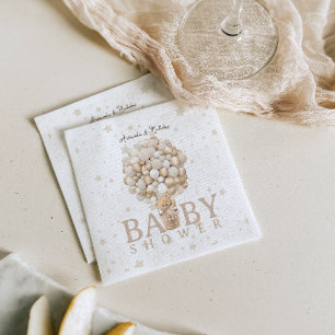 Beer Babyshower Ballonnen & Sterren Boho Wit Bruin Servet