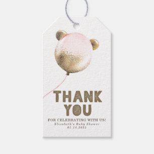 Beer Ballon Gold Pink en bruin Hartelijk dank Cadeaulabel