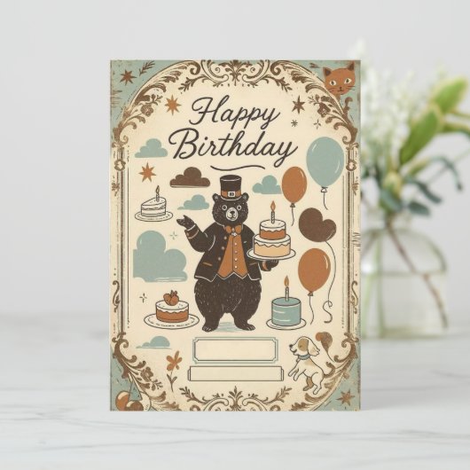 Beer & Ballon Verjaardagsparade Kaart (Staand voorkant)