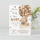 Beer ballonnen baby boy douche kaart (Staand voorkant)