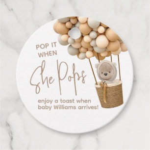 Beer ballonnen Moderne Baby shower Pop het wanneer Bedankjes Labels
