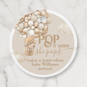 Beer Balloon neutraal Baby shower klaar om te popp Bedankjes Labels