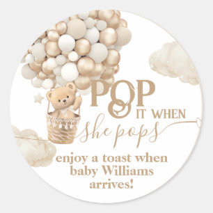 Beer Balloon neutraal Baby shower klaar om te popp Ronde Sticker