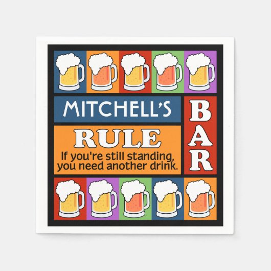 BEER Bar Pop Art CUSTOM NAME papieren servetten (Voorkant)