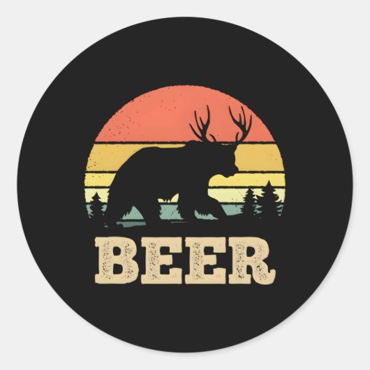 Beer Beer Deer Ronde Sticker (Voorkant)