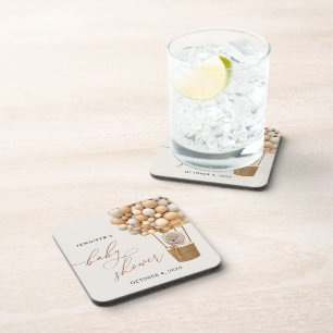 Beer, beige ballonnen, heteluchtballon, Baby showe Bier Onderzetter