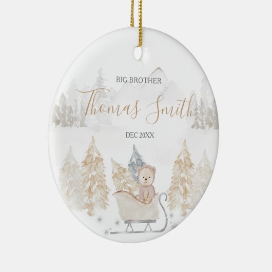 Beer Big Brother Winter Woodland Mountain Ceramic Keramisch Ornament (Rechts)