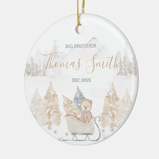 Beer Big Brother Winter Woodland Mountain Ceramic Keramisch Ornament (Links)