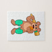 Beer bij Cricket met cricket bat Legpuzzel (Horizontaal)