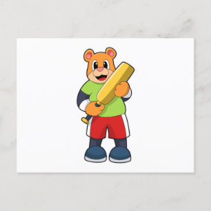 Beer bij Cricket met cricketbat Briefkaart