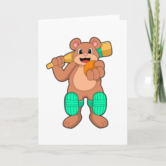 Beer bij Cricket met cricketbat Kaart (Voorkant)