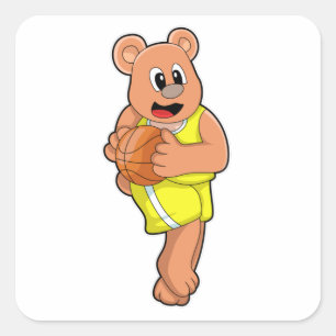 Beer bij de Basketball Sports Vierkante Sticker