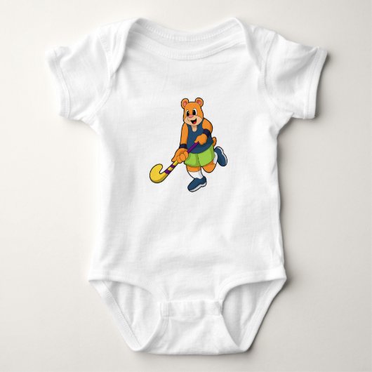 Beer bij Hockey met Hockey bat Romper (Voorkant)