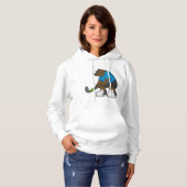 Beer bij Hockey met Hockey stick Hoodie (Voorkant volledig)