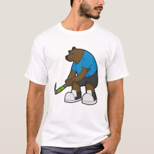Beer bij Hockey met Hockey stick T-shirt