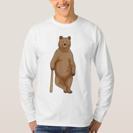 Beer bij honkbal met honkbalknuppel t-shirt (Voorkant)