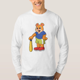 Beer bij honkbal met honkbalknuppel t-shirt