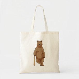 Beer bij honkbal met honkbalknuppel tote bag