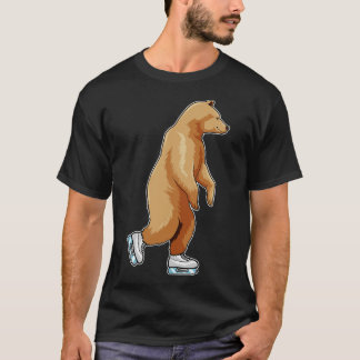 Beer bij ijsschaatsen met ijsschaatsen t-shirt