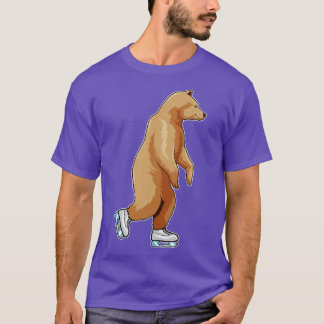 Beer bij ijsschaatsen met ijsschaatsen t-shirt