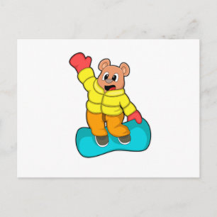 Beer bij snowboardsporten briefkaart