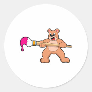Beer bij verven met penseel en verf ronde sticker