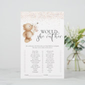 Beer & Bij 'Zou Zij Liever' Baby Shower Spel (Staand voorkant)