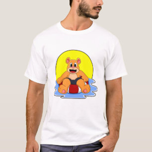Beer bij zwemmen met draaiende ring t-shirt