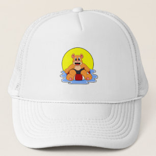 Beer bij zwemmen met draaiende ring trucker pet