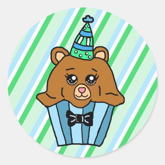 Beer Birthday Cupcake Ronde Sticker (Voorkant)