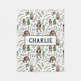 Beer, bladeren en bomen Aangepaste Blanket Fleece Deken