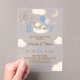 Beer Blue Boy Baby shower Acryl Uitnodigingen