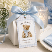Beer Blue Gingham Jongens Baby Shower Bedankt