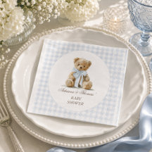 Beer Blue Gingham Jongens Baby Shower