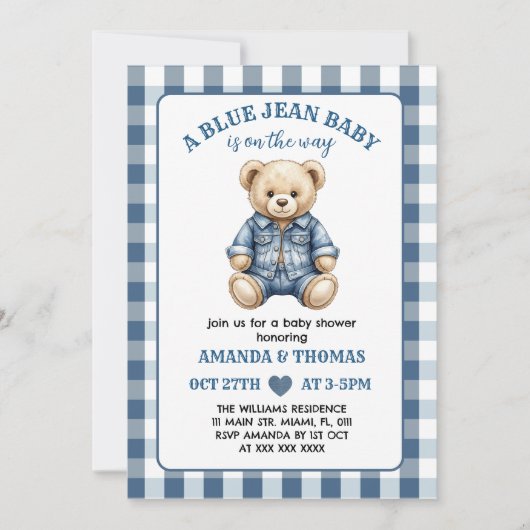 Beer Blue Jean Baby shower Kaart (Voorkant)
