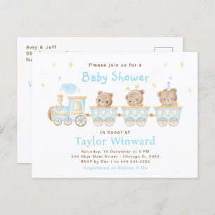 Beer Blue Train Baby shower Briefkaart