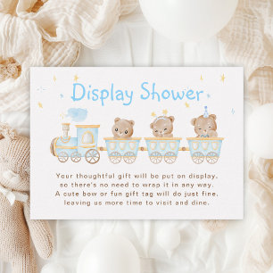 Beer Blue Trein Display Baby Shower Informatiekaartje