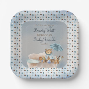 Beer   Blue Umbrella Barly Wait Boy Baby Sprinkle Papieren Bordje