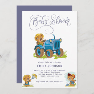 Beer Boerderij Tractor Baby shower Invitation Kaart