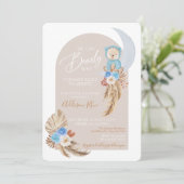 Beer Boho Blue Floral Baby Boy Shower Kaart (Staand voorkant)