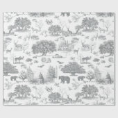 Beer bos Moose Grey White Toile Cadeaupapier (Vlak)