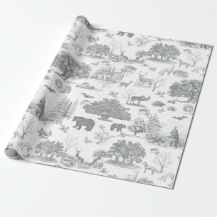 Beer bos Moose Grey White Toile Cadeaupapier
