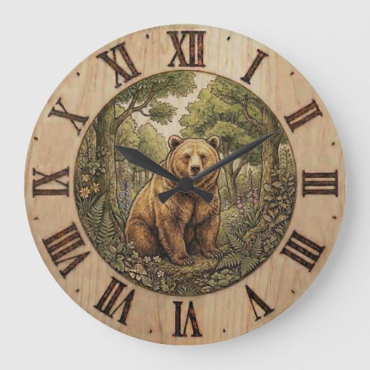 Beer Bos- Wandklok Grote Klok (Voorkant)
